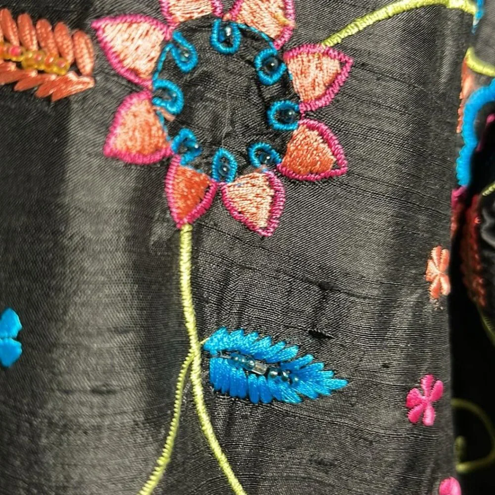 Vintage Laura Ashley PM Jacket Embroidered  100%‎ Silk CottageCore CoquetteGirl - Picture 7 of 9